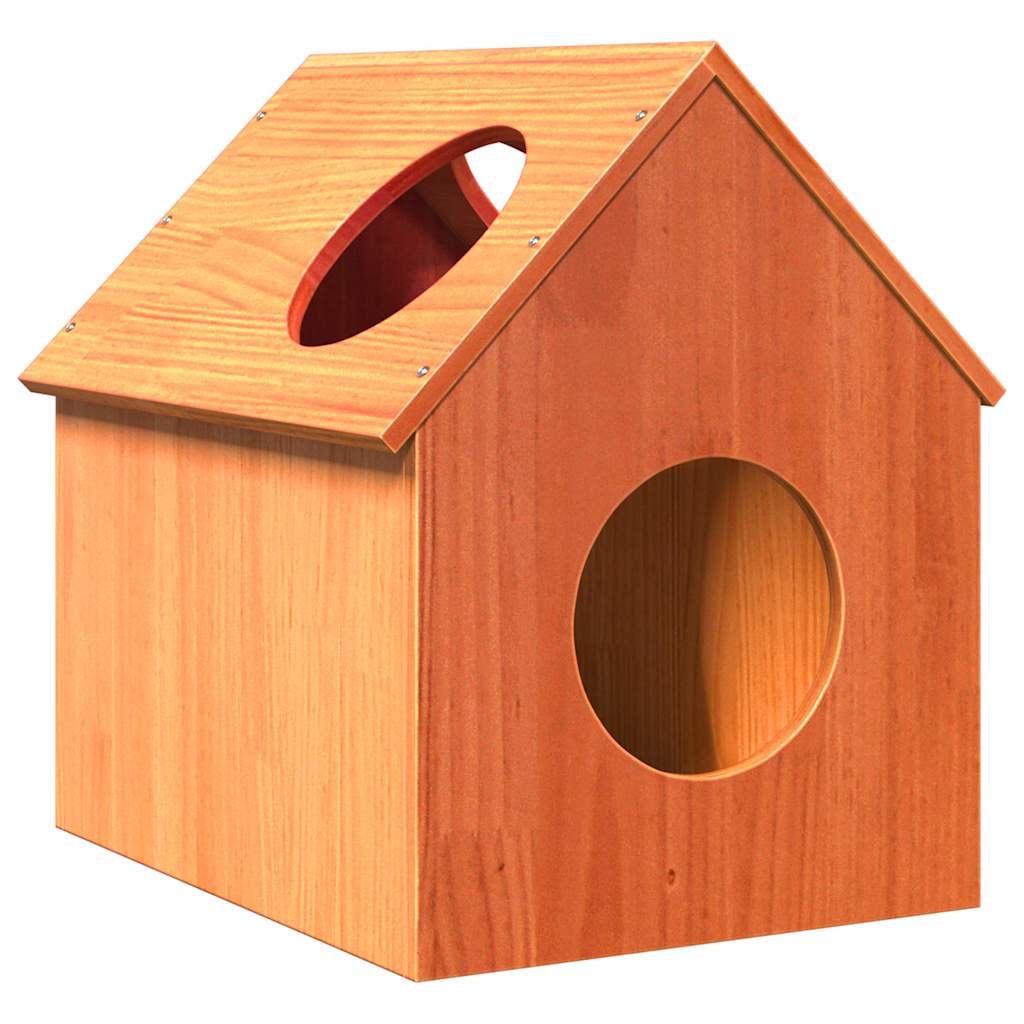 Casa do gato 41x50x50 cm madeira de pinho maciça castanho mel