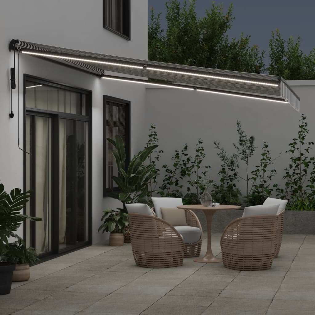 Toldo retrátil automático com leds 400x350 cm antracite/branco
