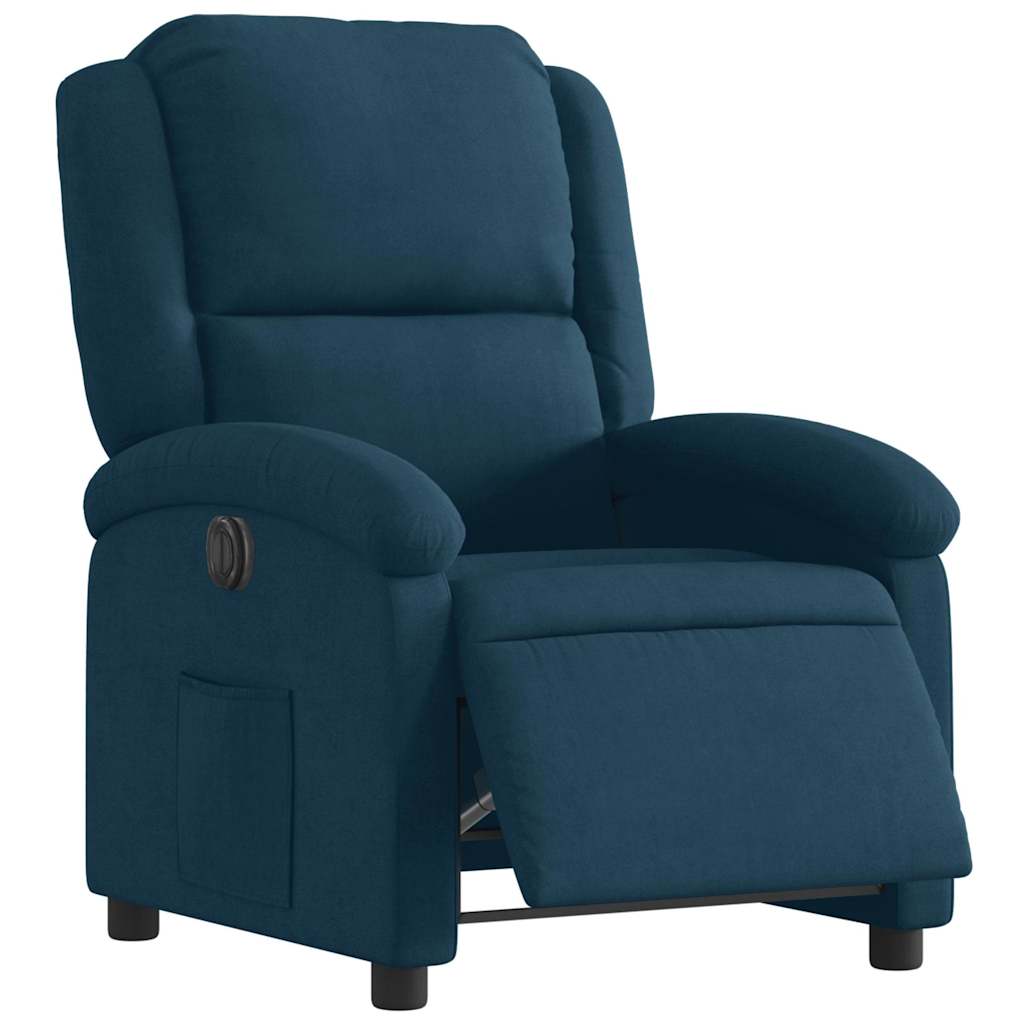 Poltrona de massagens reclinável veludo azul