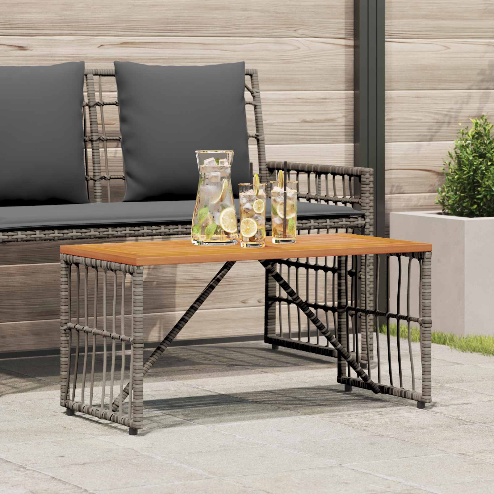 Mesa de exterior cinzento 80 x 40 x 40 cm