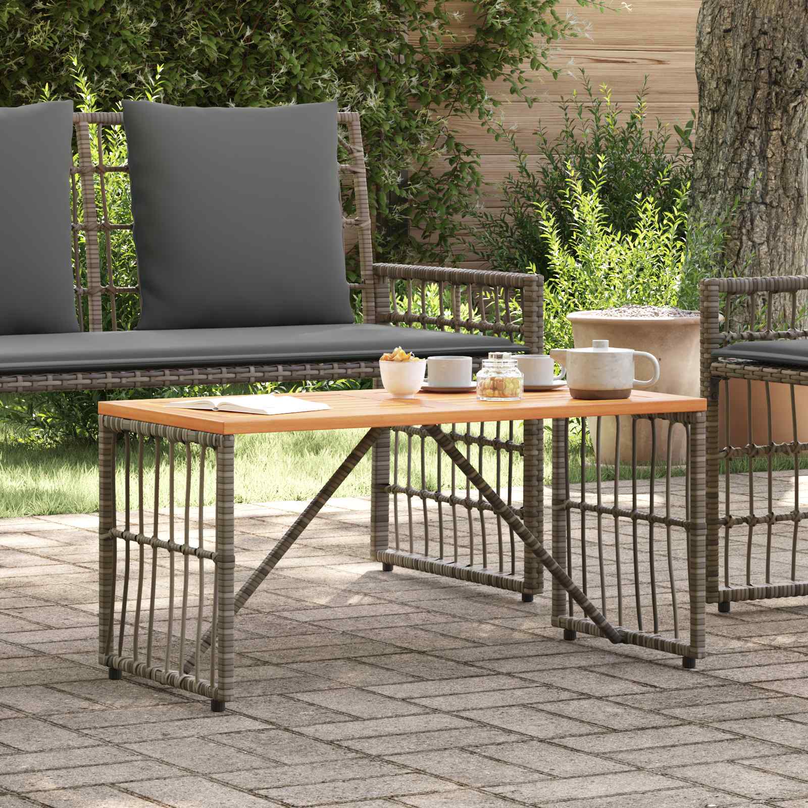 Mesa de exterior cinzento 80 x 40 x 40 cm