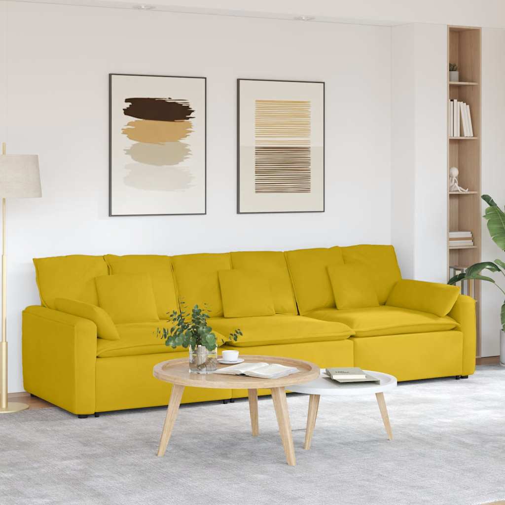 Sofá modular com almofadas amarelo