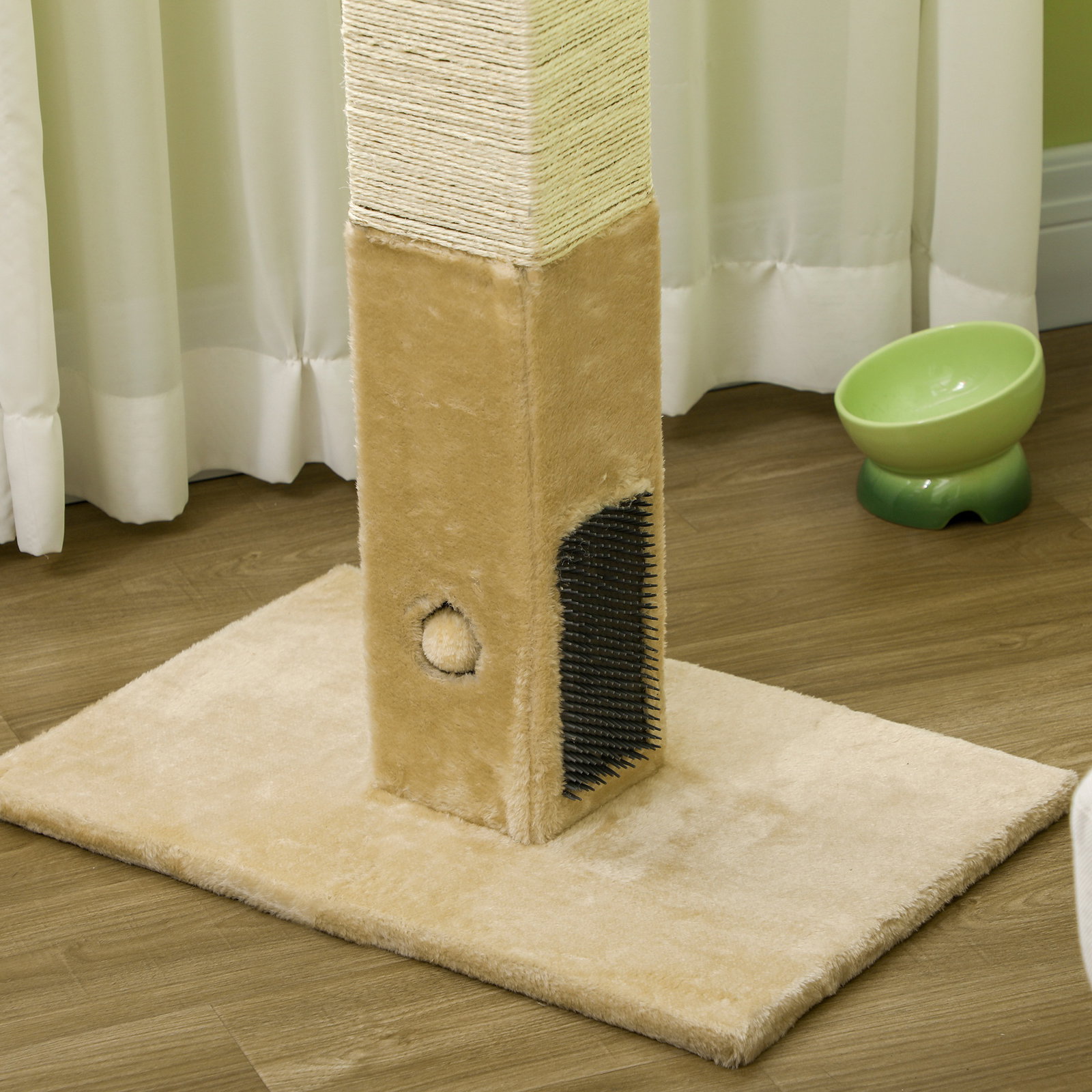 Poste arranhador para gatos 79 cm arranhador para gatos com bola suspensa e poste de juta 59,5x39x79 cm creme e bege