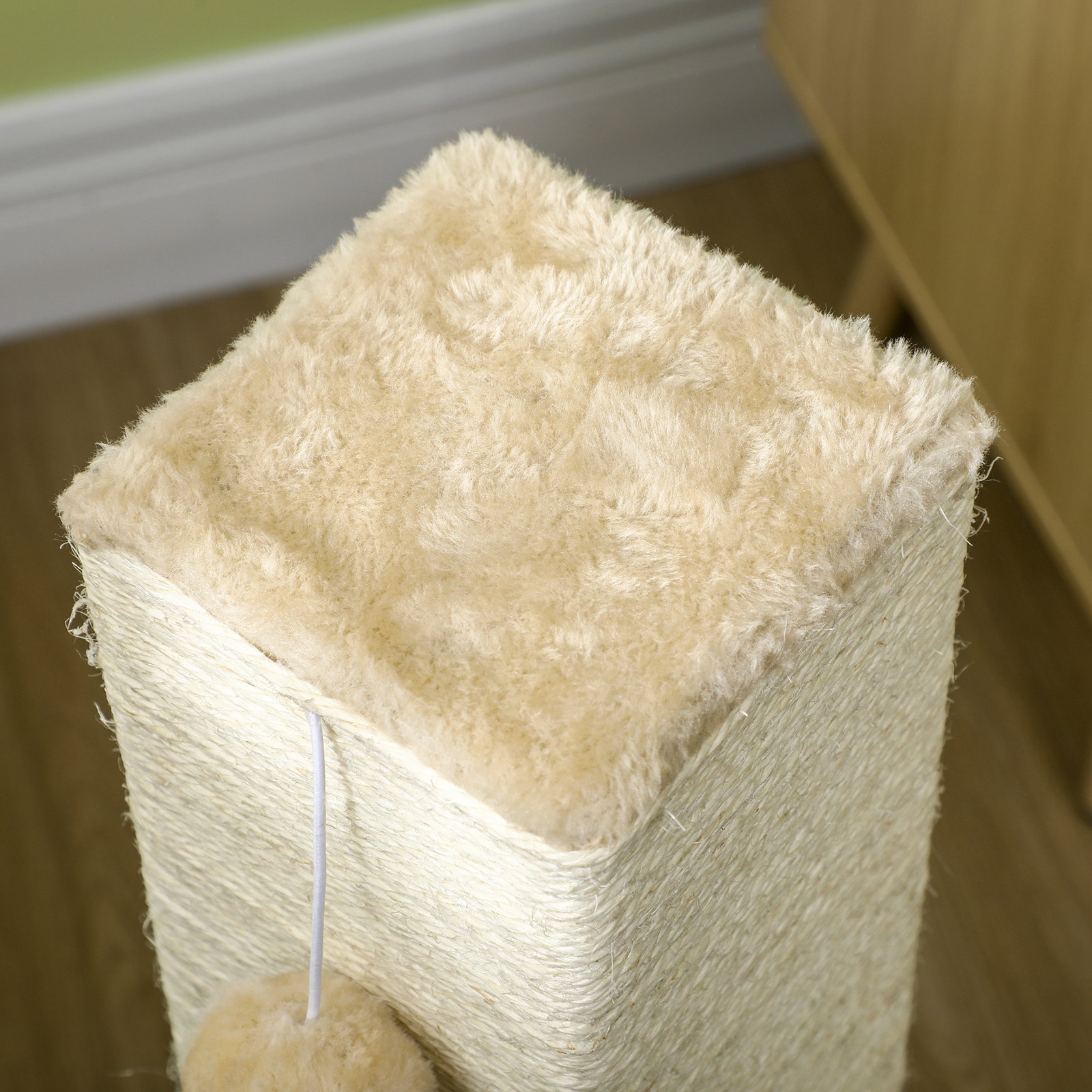 Poste arranhador para gatos 79 cm arranhador para gatos com bola suspensa e poste de juta 59,5x39x79 cm creme e bege