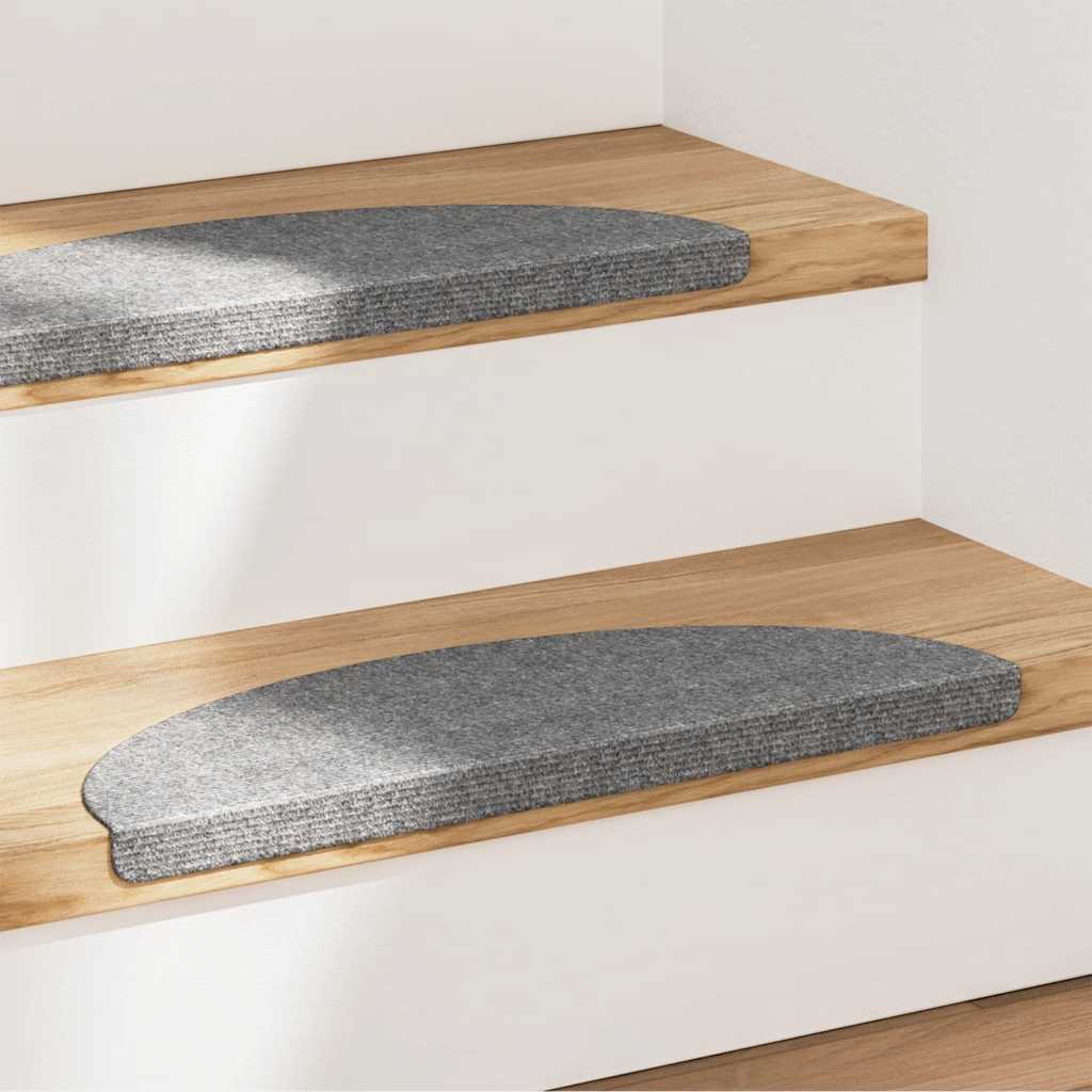Tapetes de escada adesivos 15 pcs 56x17x3 cm cinzento
