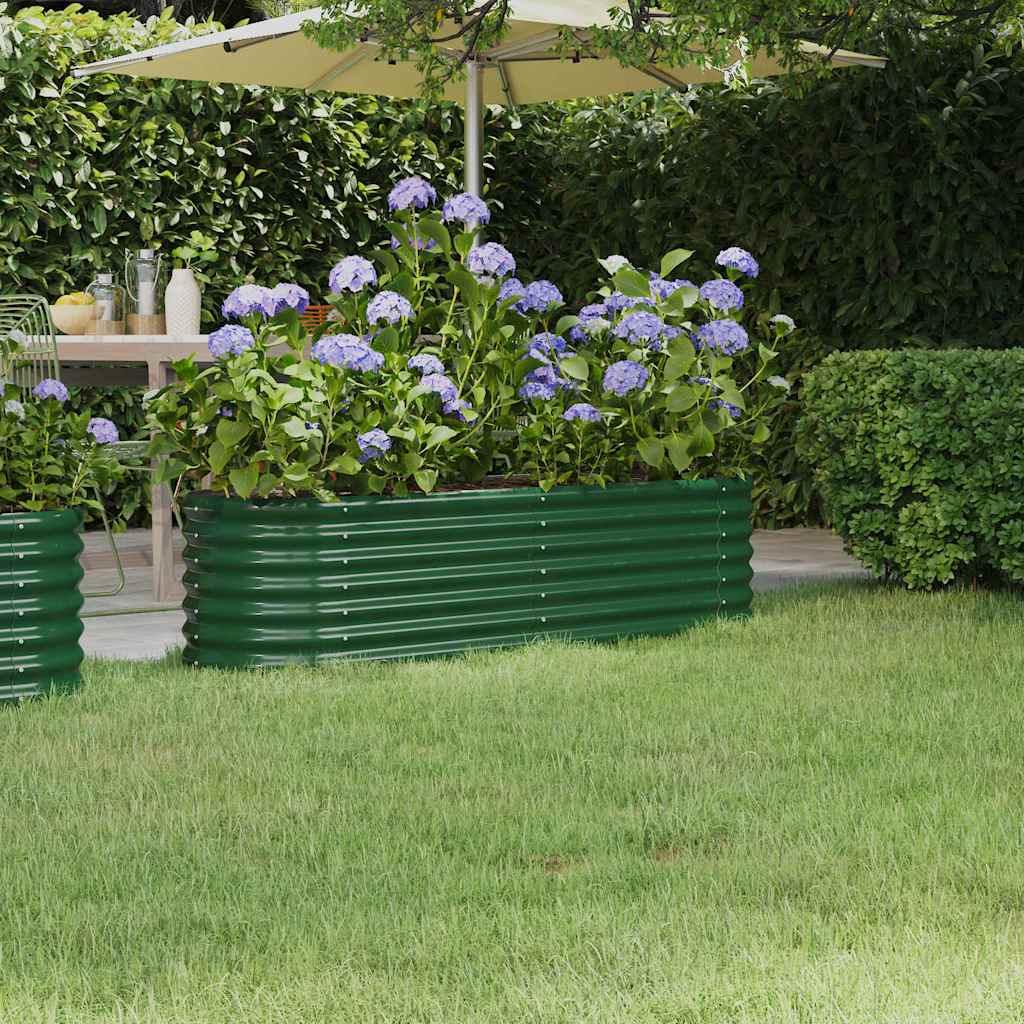 Canteiro elevado jardim 152x40x36 cm aço galvanizado verde