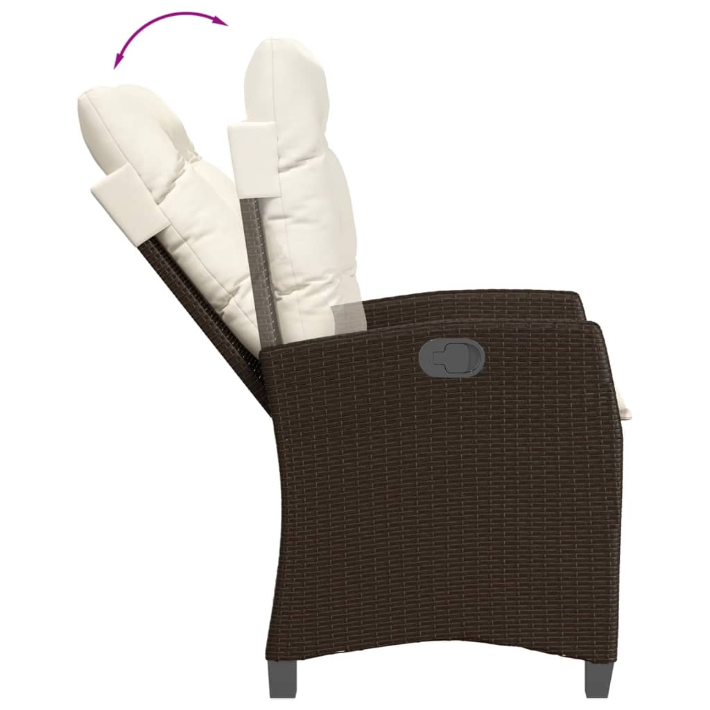 5 Pcs conjunto jantar p/ jardim c/ almofadões vime PE castanho