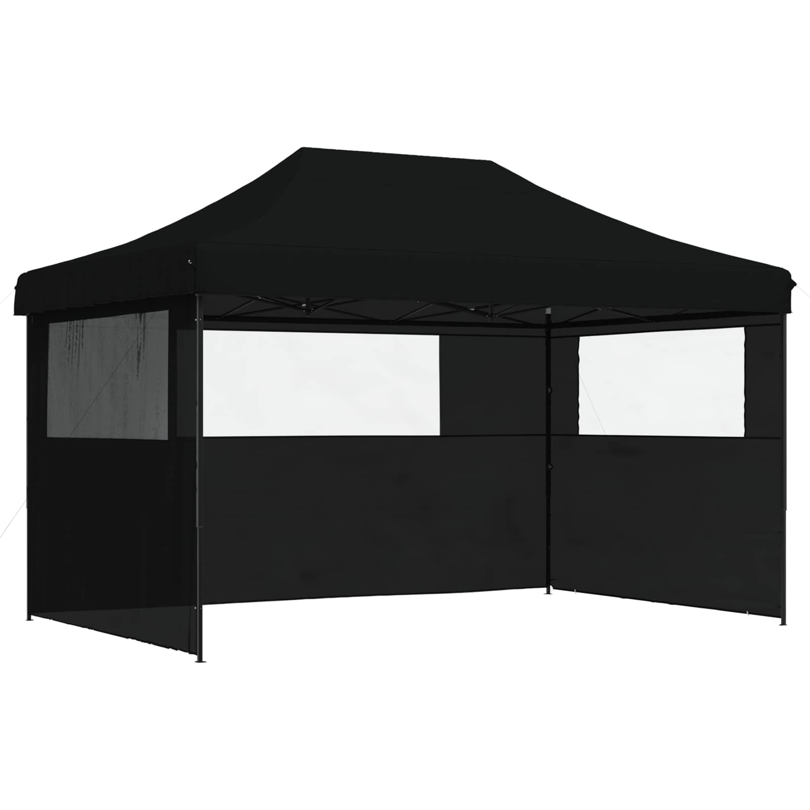 Tenda p/ festas pop-up dobrável com 3 paredes laterais preto