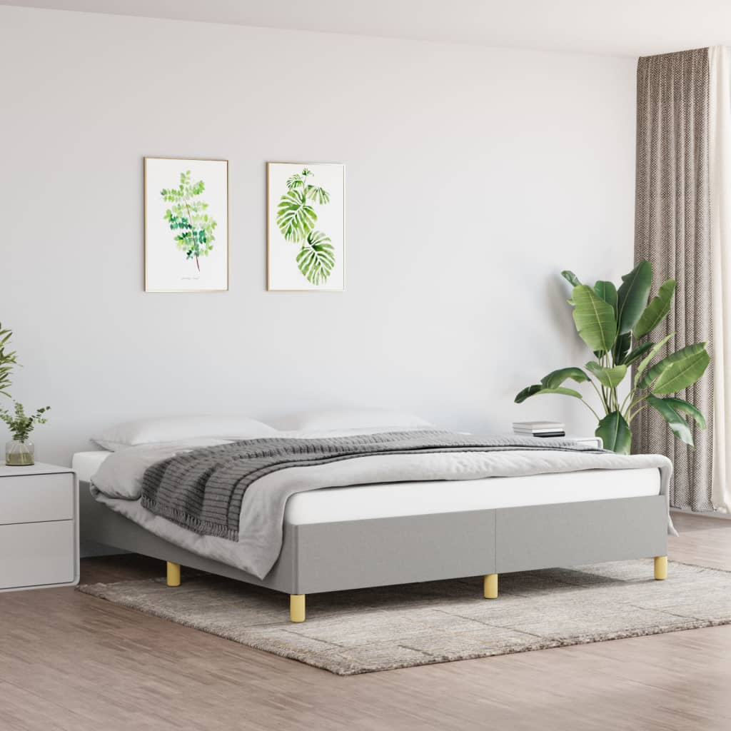 Estrutura de cama com molas 160x200 cm tecido cinzento-claro
