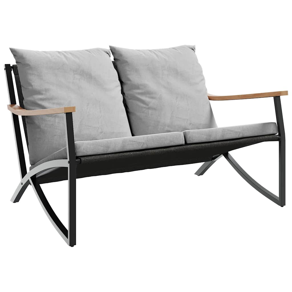 3 Pcs conjunto mobiliário de varanda com almofadões aço preto
