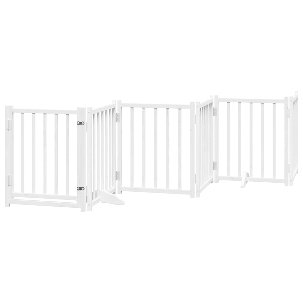 Portão p/ cães com porta dobrável 12 painéis 600cm álamo branco