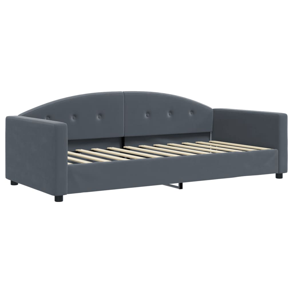 Sofá-cama com colchão 90x200 cm veludo cinzento-escuro