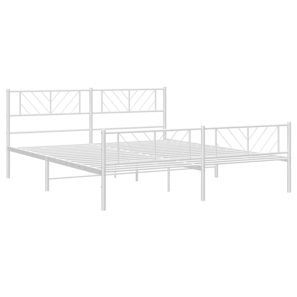 Estrutura de cama com cabeceira e pés 183x213 cm metal branco
