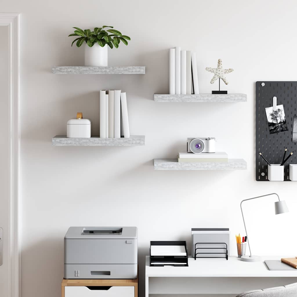 Prateleiras de parede 4 pcs 50x23,5x3,8 cm MDF cinzento-cimento