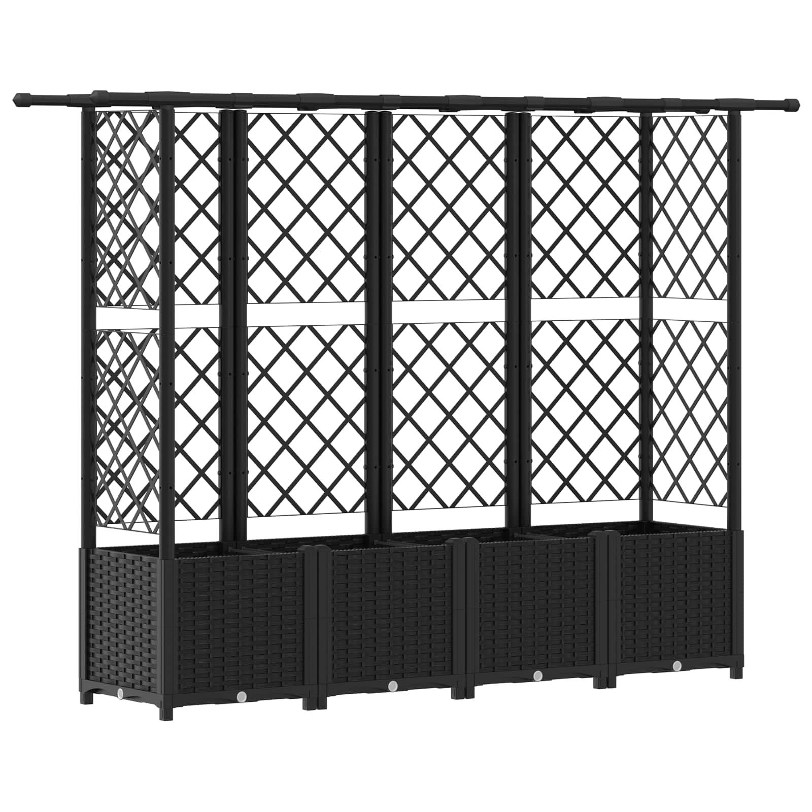 Cama elevada com treliça e telhado preto 202 x 40 x 136 cm PP