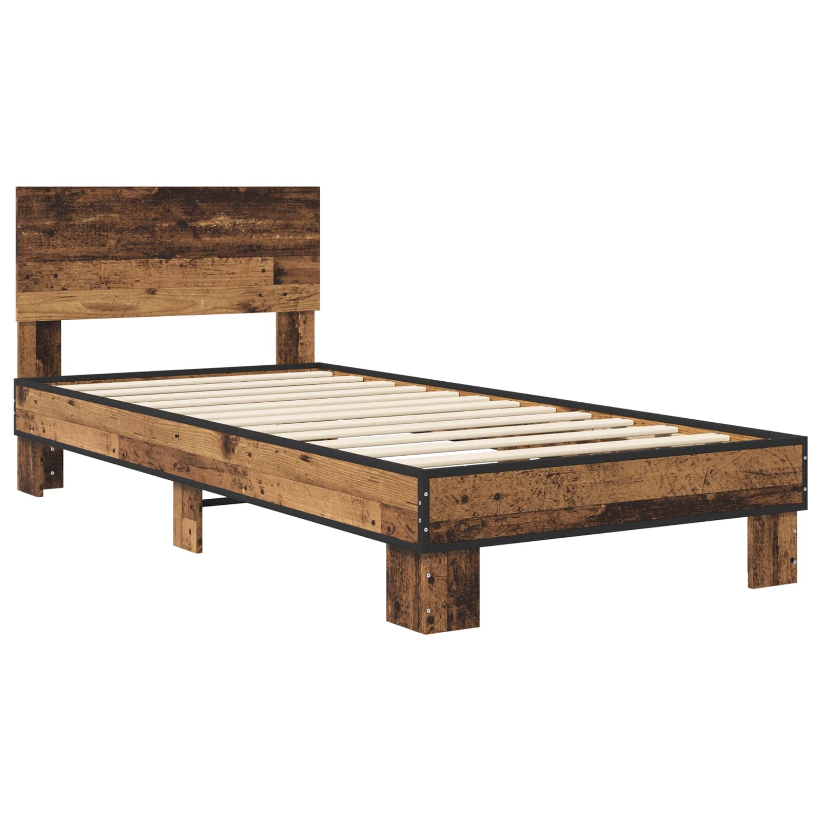 Estrutura de cama com cabeceira madeira antiga 80 x 200 cm