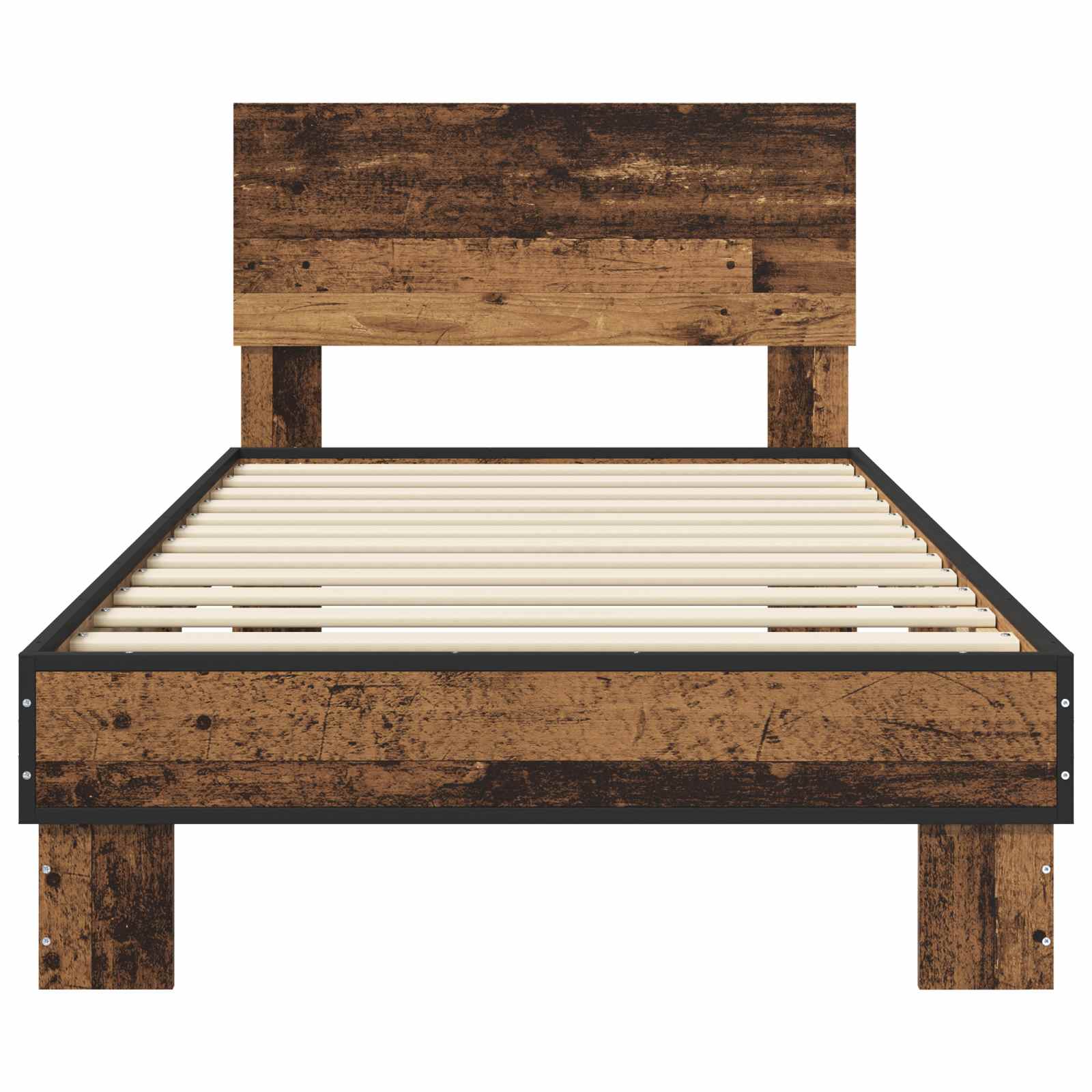 Estrutura de cama com cabeceira madeira antiga 80 x 200 cm