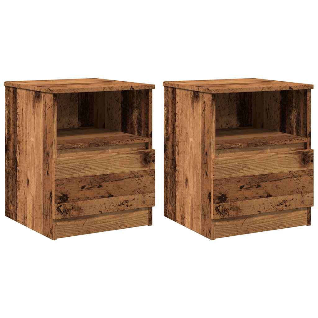 Mesa de cabeceira 2 pcs 40x40x50cm deriv. madeira madeira velha