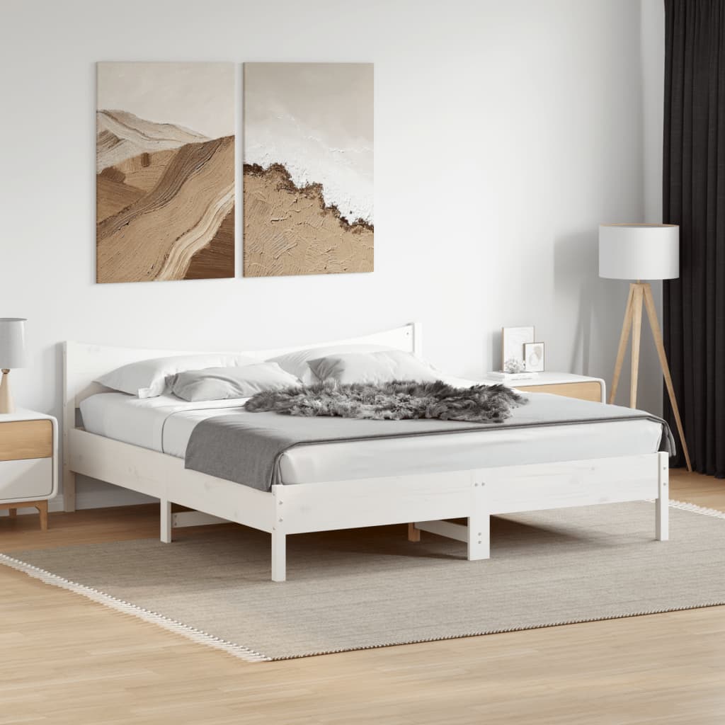 Cama sem colchão 180x200 cm madeira de pinho maciça branco