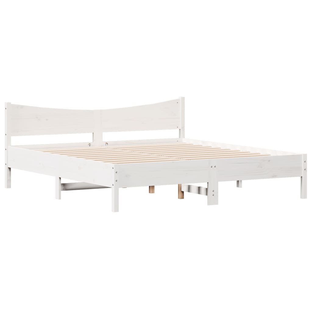 Cama sem colchão 180x200 cm madeira de pinho maciça branco