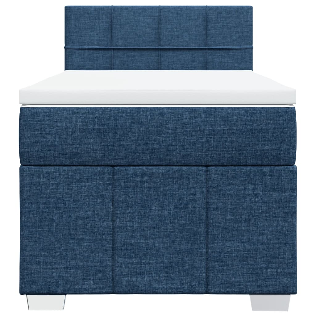 Cama com molas/colchão 90x200 cm tecido azul