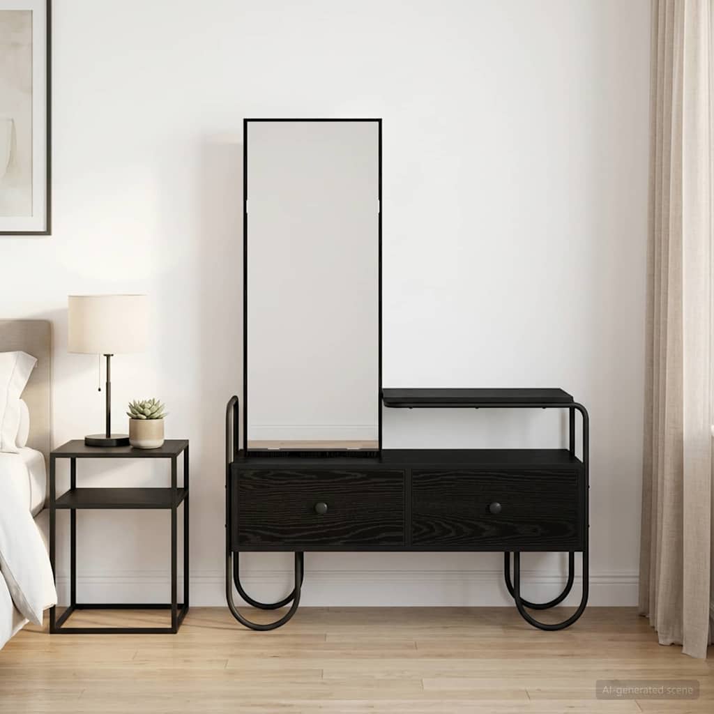 Mesa de vestir com gaveta carvalho preto 100 x 36,5 x 136 cm