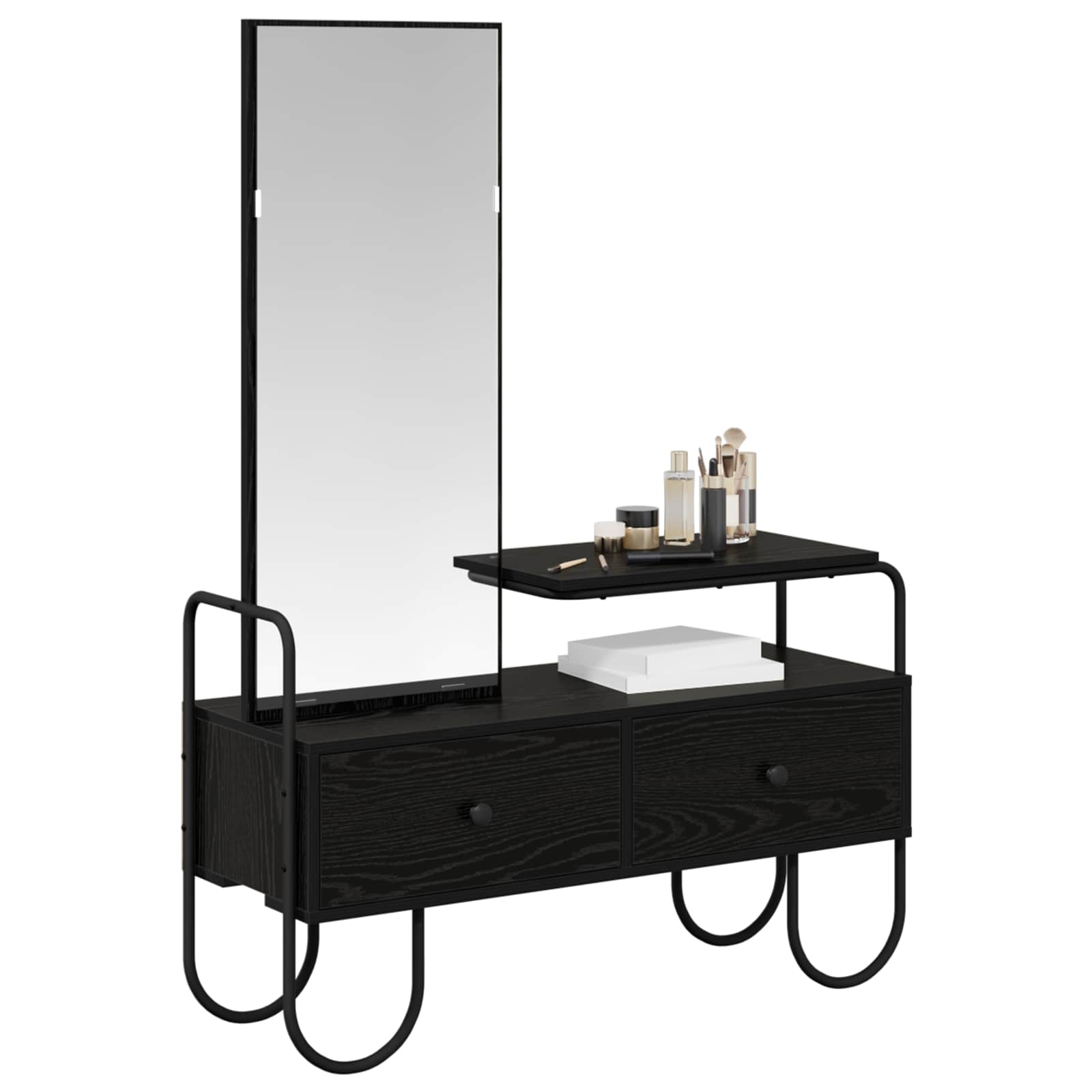 Mesa de vestir com gaveta carvalho preto 100 x 36,5 x 136 cm