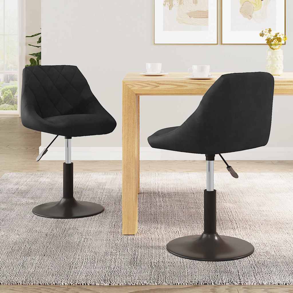 Cadeiras de jantar giratórias 2 pcs veludo preto