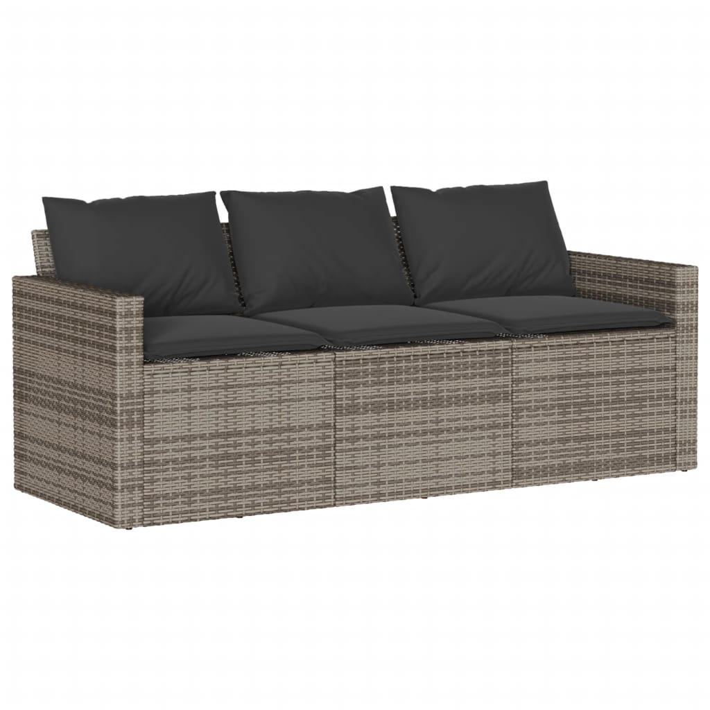 6 Pcs conjunto sofás de jardim com almofadões vime cinzento