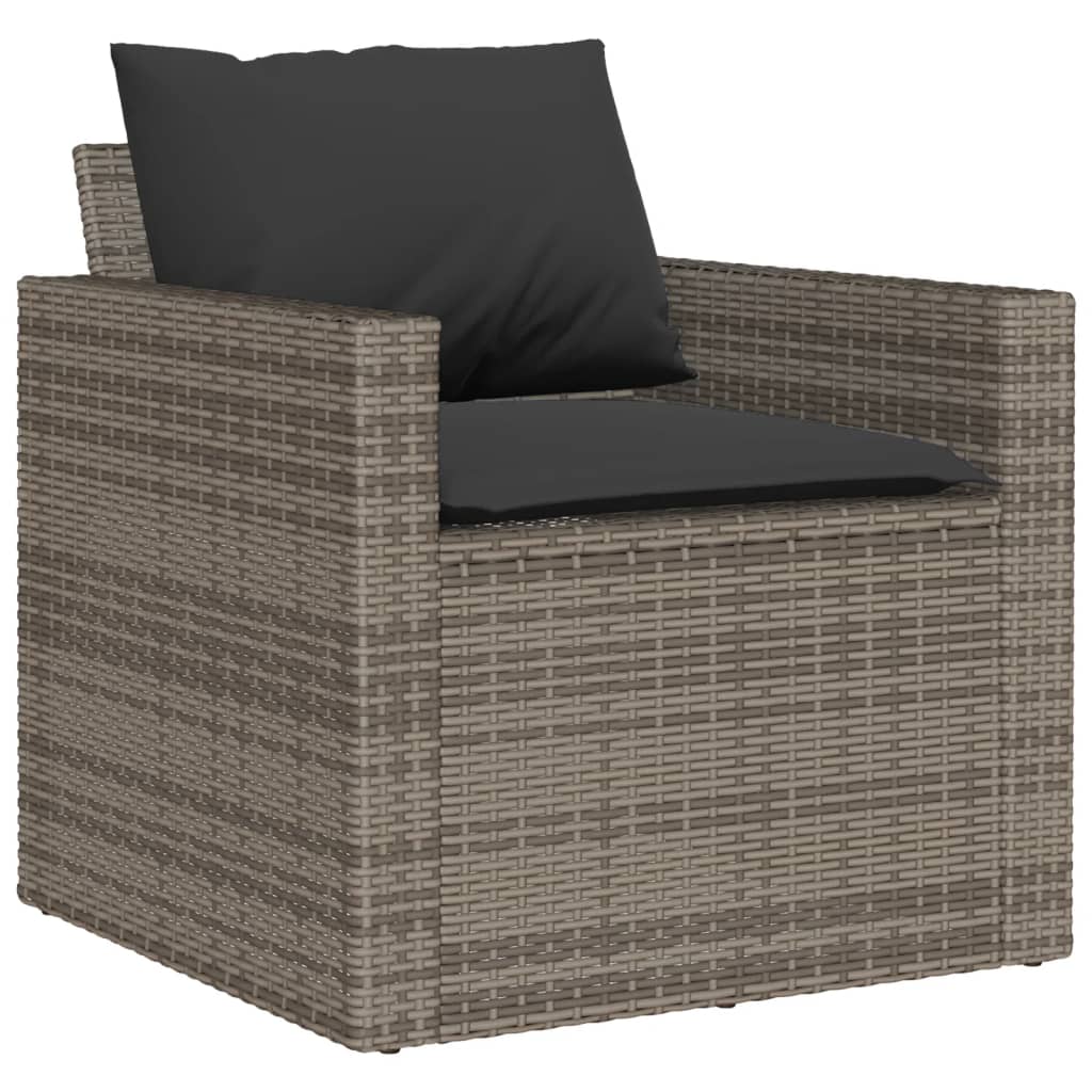 6 Pcs conjunto sofás de jardim com almofadões vime cinzento