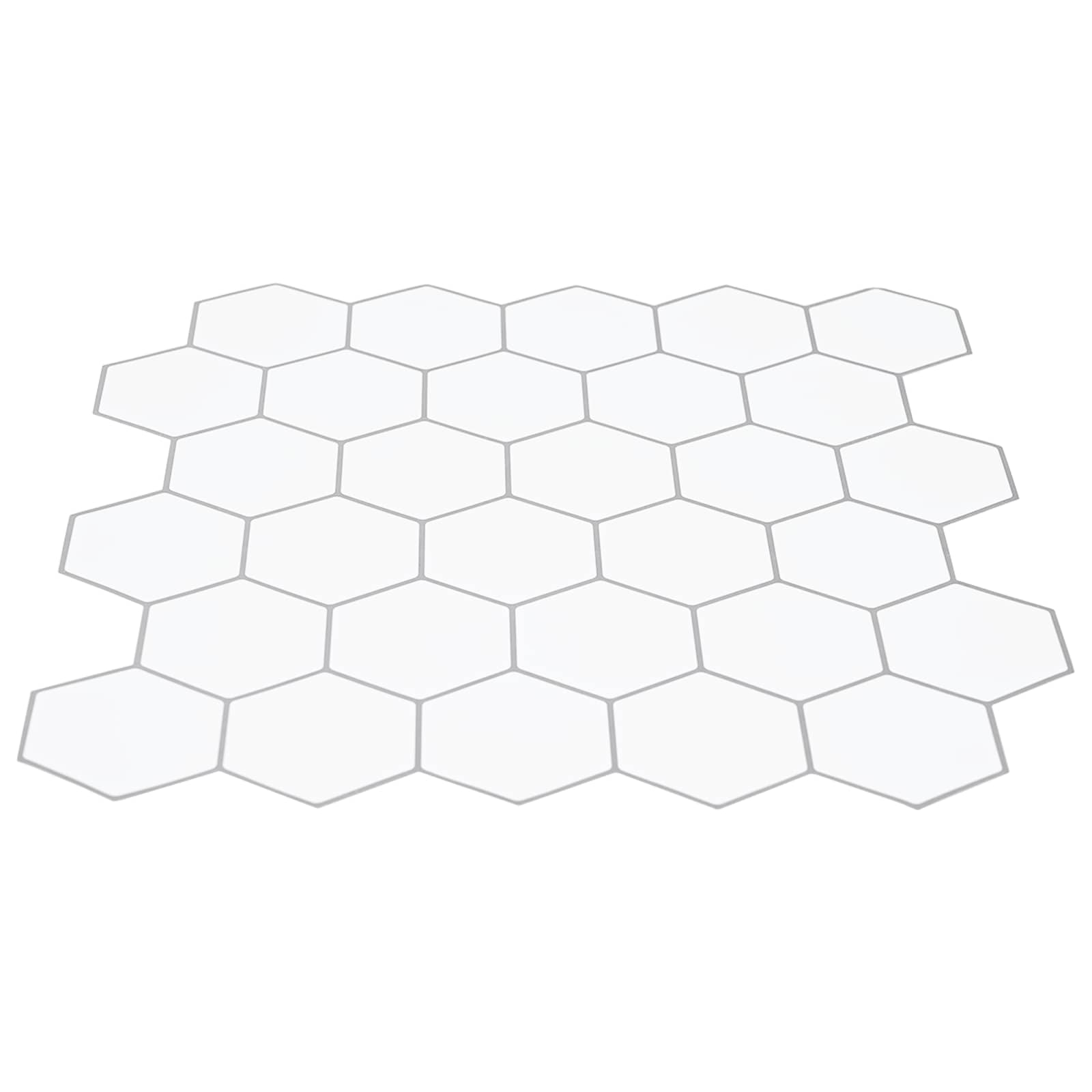 Azulejo hexagonal 50 unid. branco e cinza 30 x 30 cm