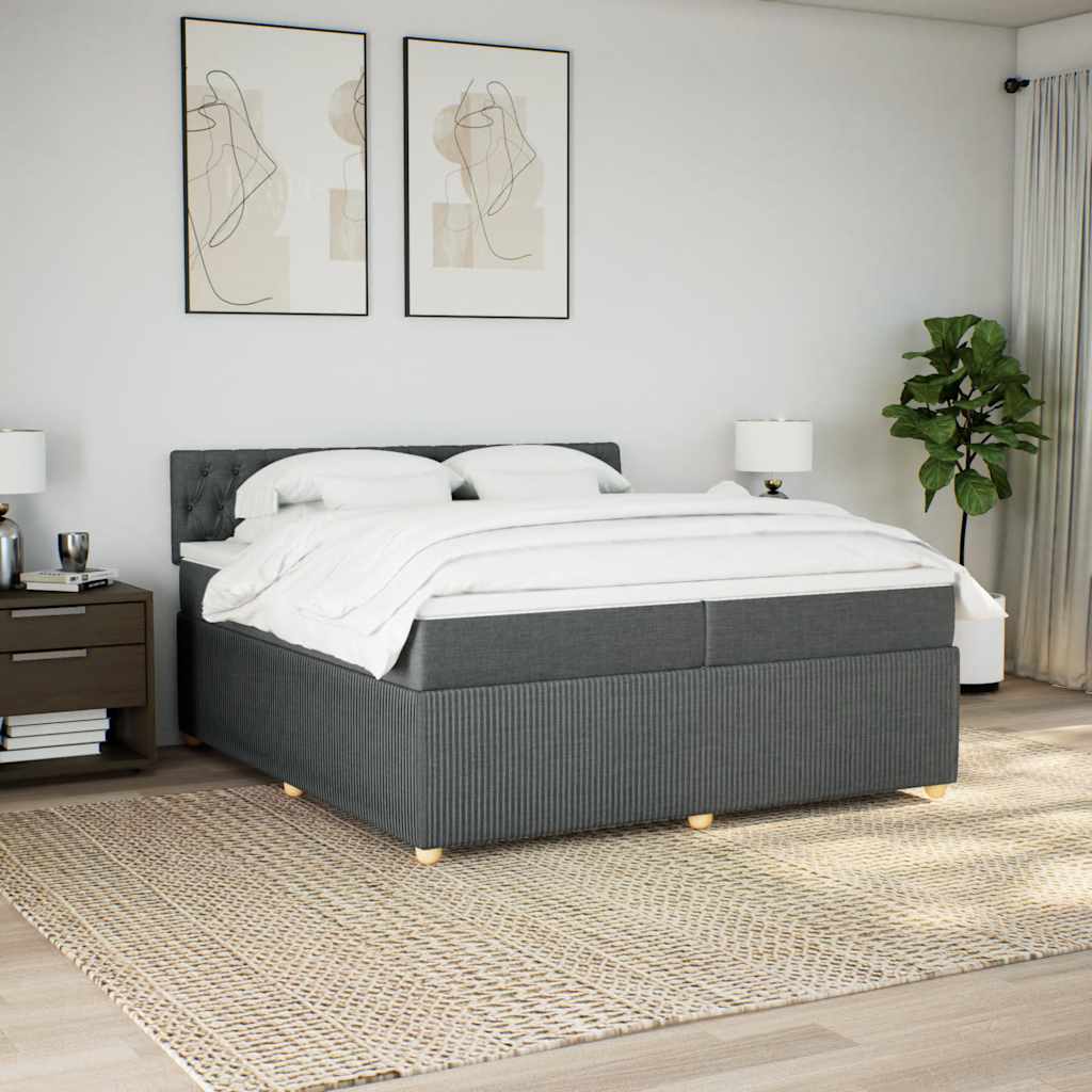 Cama com molas/colchão 200x200 cm tecido cinzento-escuro