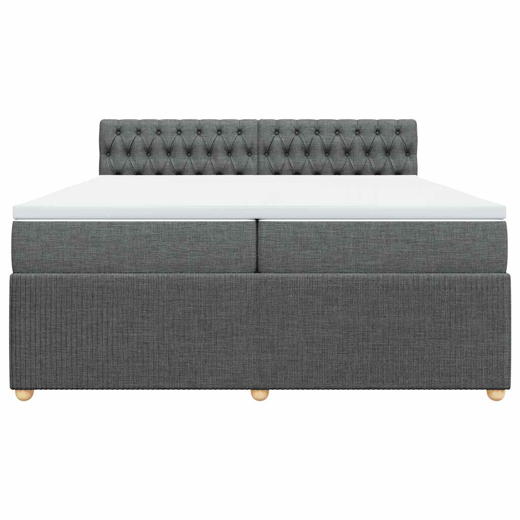 Cama com molas/colchão 200x200 cm tecido cinzento-escuro