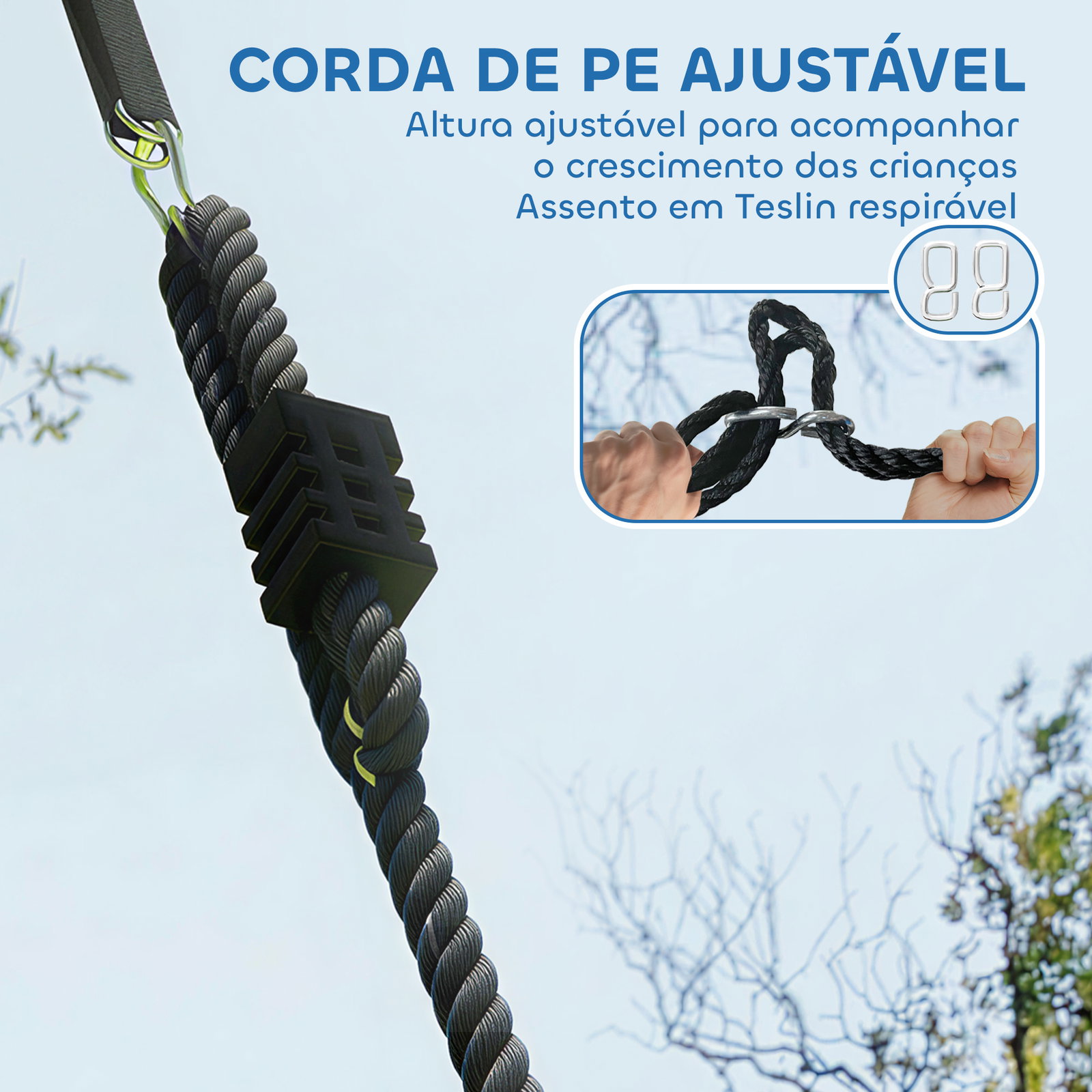 Baloiço ninho infantil ø120 cm altura ajustável baloiço redondo para bebés para árvores para 4 crianças de 3 a 8 anos multicolor