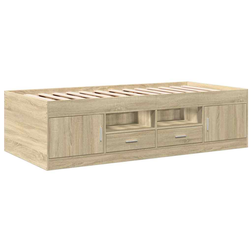 Sofá-cama com gavetas sem colchão 75x190 cm carvalho sonoma
