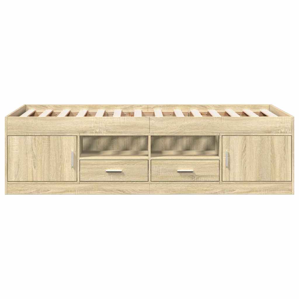 Sofá-cama com gavetas sem colchão 75x190 cm carvalho sonoma