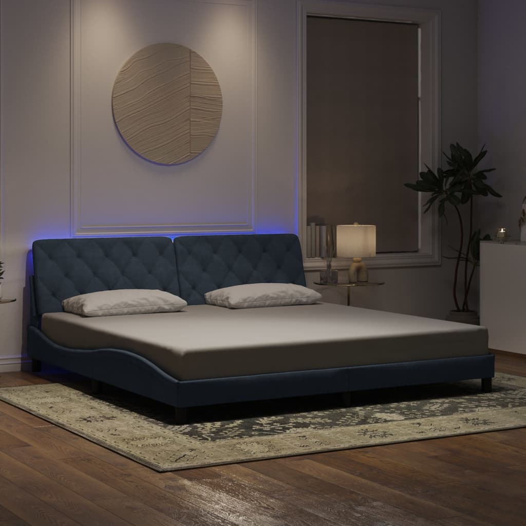 Estrutura de cama com LED sem colchão 200x200cm veludo cinzento-escuro