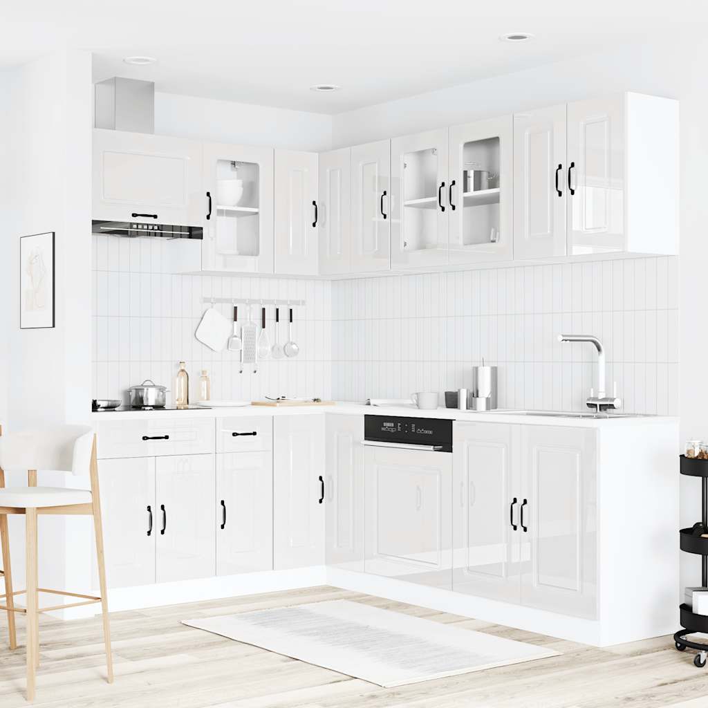 11 Peças armário de cozinha conjunto kalmar brilho branco