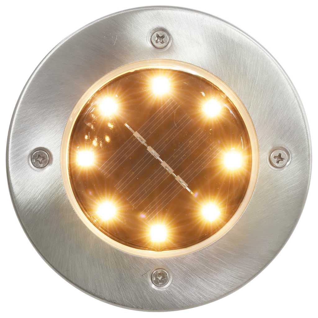 Iluminação LED solar de solo 8 pcs branco quente