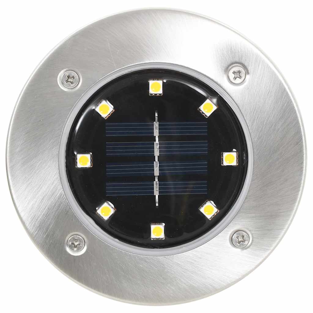 Iluminação LED solar de solo 8 pcs branco quente