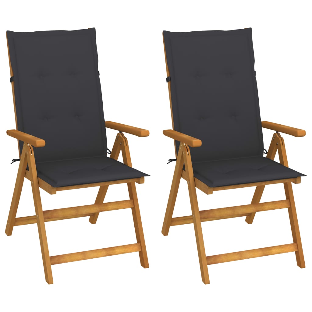 Cadeiras jardim reclináveis c/ almofadões 2 pcs acácia maciça