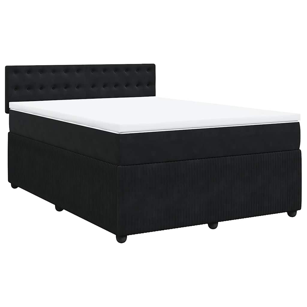 Cama com molas/colchão 140x200 cm veludo preto
