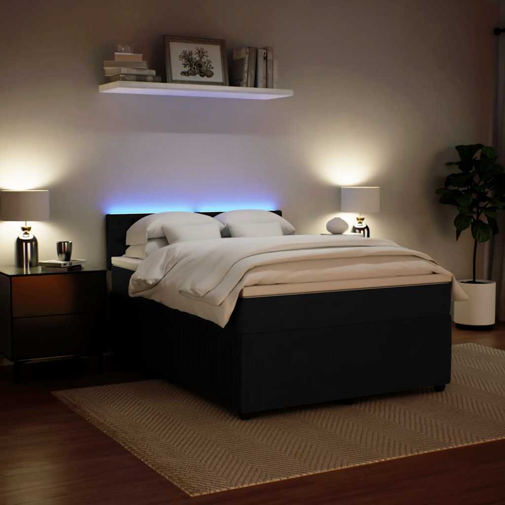 Cama com molas/colchão 140x200 cm veludo preto