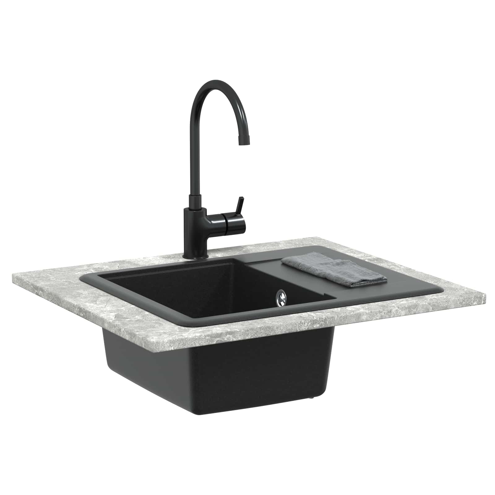 Pia preto 560 x 460 mm 80% quartzo e 20% resina