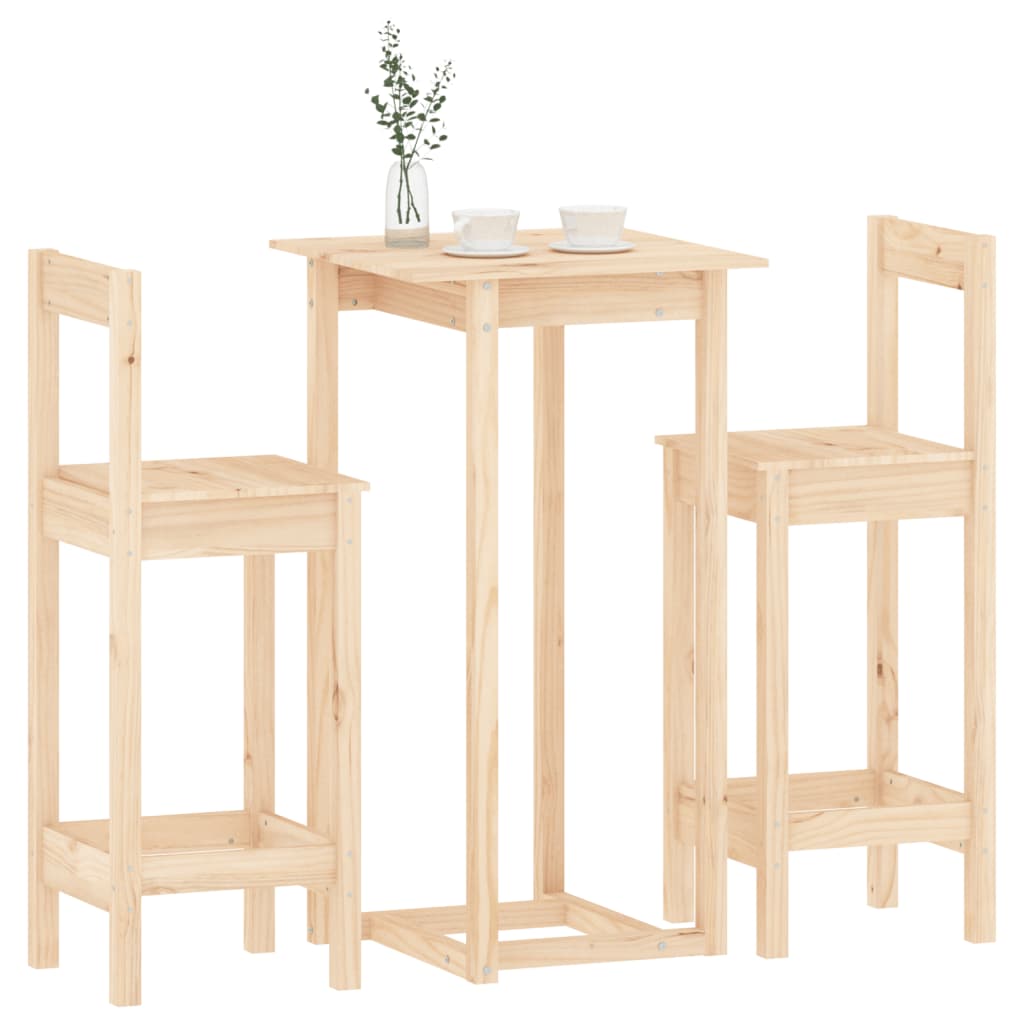 3 Pcs conjunto de bar pinho maciço