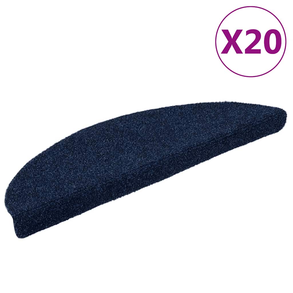 Tapetes de escada autoadesivos 20 peças 56x17x3 cm azul-marinho semicircular