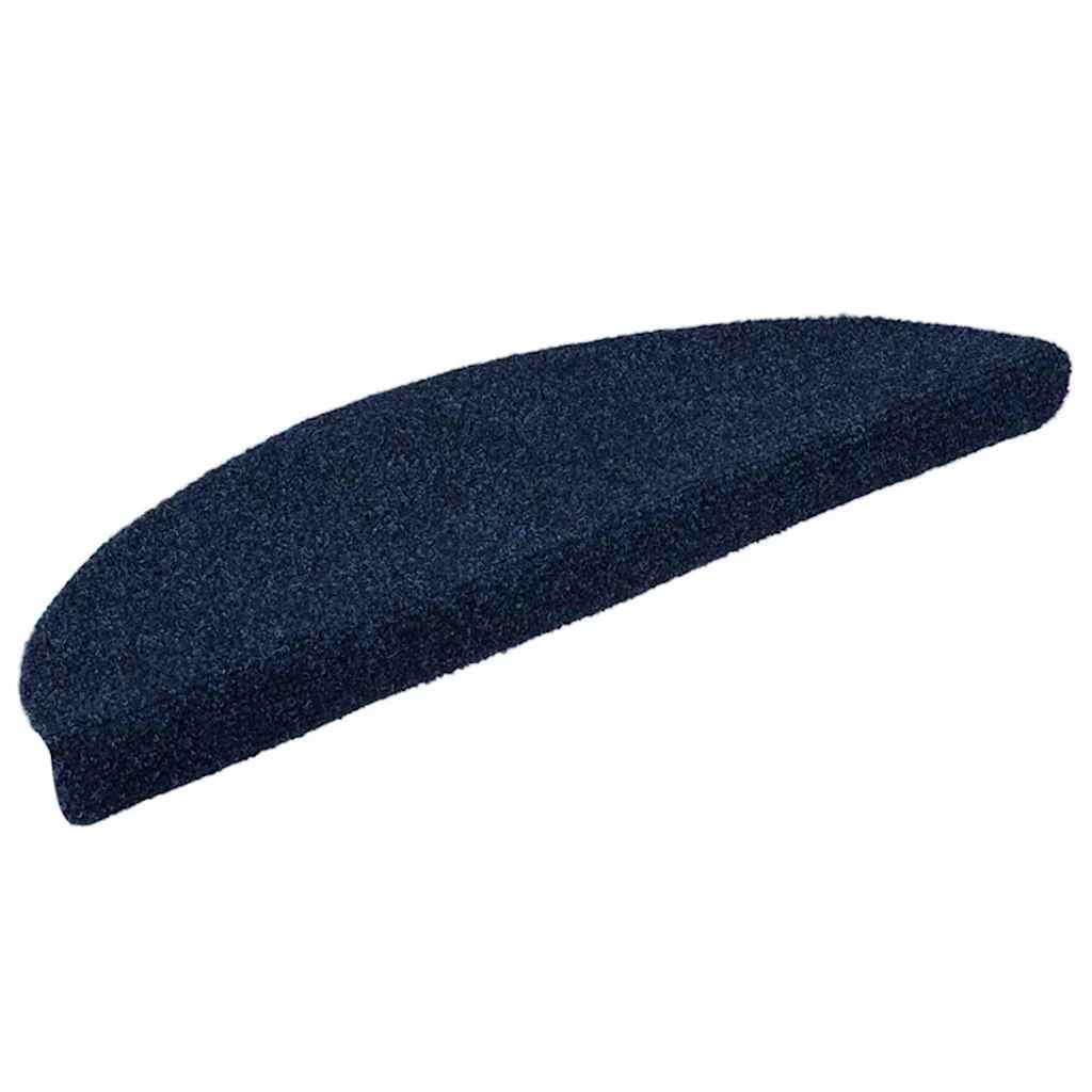 Tapetes de escada autoadesivos 20 peças 56x17x3 cm azul-marinho semicircular