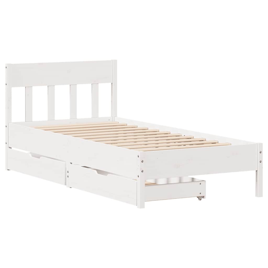 Cama sem colchão 90x200 cm madeira de pinho maciça branco