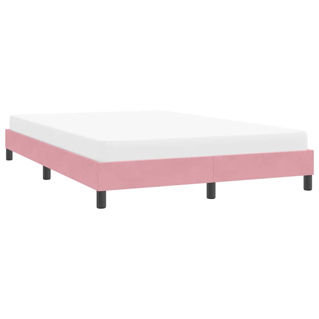Estrutura de cama sem colchão 160x220 cm veludo rosa