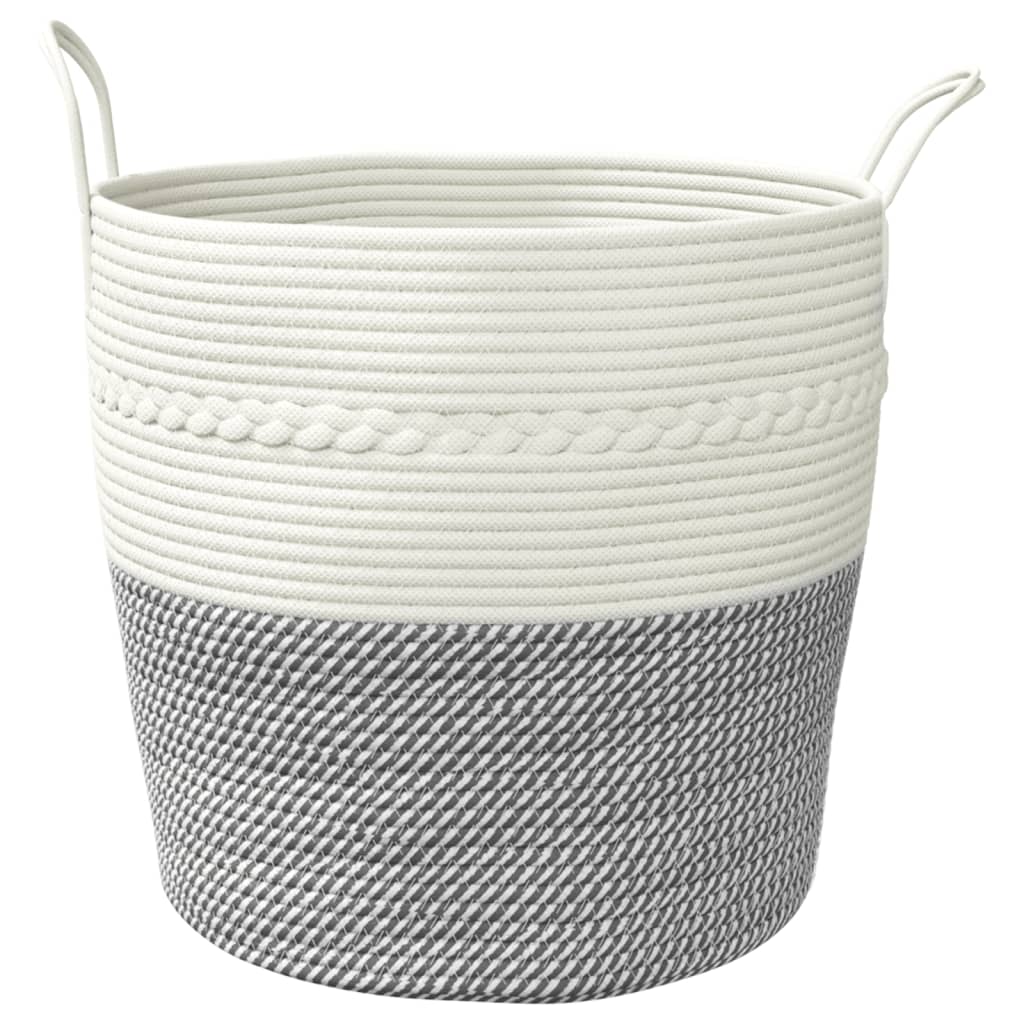 Cesto de arrumação ø43x38 cm algodão cinzento e branco